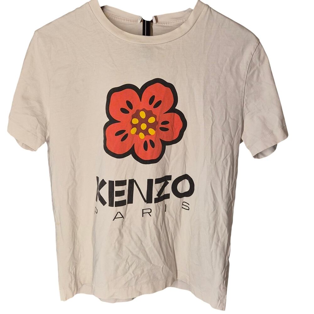 Kenzo Paris Boke Flower Graphic Tee Cream White Short‎ Sleeve T-Shirt Size M